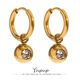 CZ Hoop Earrings Stainless Steel Huggie Jewelry for Women