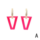 Colorful Enamel Dangle Earrings Zircon Circle Ear Buckles