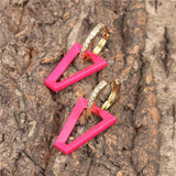 Colorful Enamel Dangle Earrings Zircon Circle Ear Buckles