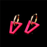 Colorful Enamel Dangle Earrings Zircon Circle Ear Buckles