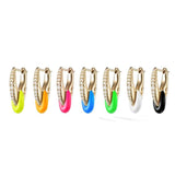 Neon Enamel Metal Mini Colorful Hoop Earrings