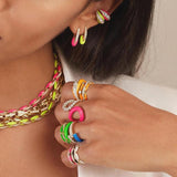 Neon Enamel Metal Mini Colorful Hoop Earrings