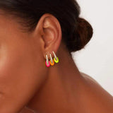 Neon Enamel Metal Mini Colorful Hoop Earrings