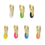 Neon Enamel Metal Mini Colorful Hoop Earrings