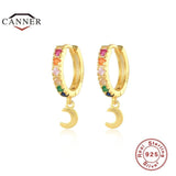 Silver 925 Hoop Earrings for Women Star CZ Circle Huggie Piercing Jewelry