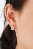 Yellow Heart Pink CZ Clover Hoop Earrings