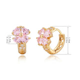 Yellow Heart Pink CZ Clover Hoop Earrings