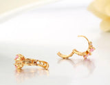Yellow Heart Pink CZ Clover Hoop Earrings