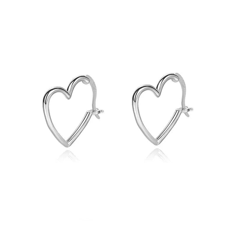 TrustDavis 925 Sterling Silver Heart Hoop Earrings Romantic Love Gift