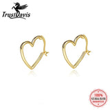 TrustDavis 925 Sterling Silver Heart Hoop Earrings Romantic Love Gift
