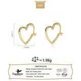 TrustDavis 925 Sterling Silver Heart Hoop Earrings Romantic Love Gift