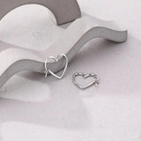 TrustDavis 925 Sterling Silver Heart Hoop Earrings Romantic Love Gift