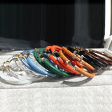 Korea Multicolor Acrylic Earrings Geometric Circle Copper Metal Clear Resin