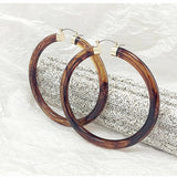 Korea Multicolor Acrylic Earrings Geometric Circle Copper Metal Clear Resin