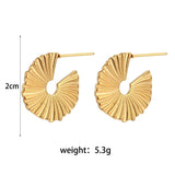 Sunflower Texture Grain Circle Stud Earrings Plated Waterproof Tarnish Jewelry