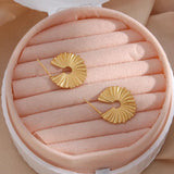 Sunflower Texture Grain Circle Stud Earrings Plated Waterproof Tarnish Jewelry