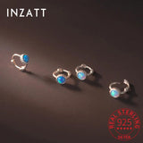 925 Silver Opal Square Hoop Earrings Women OL Minimalist Jewelry