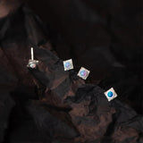 925 Silver Opal Square Hoop Earrings Women OL Minimalist Jewelry