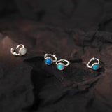 925 Silver Opal Square Hoop Earrings Women OL Minimalist Jewelry