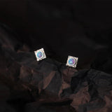 925 Silver Opal Square Hoop Earrings Women OL Minimalist Jewelry