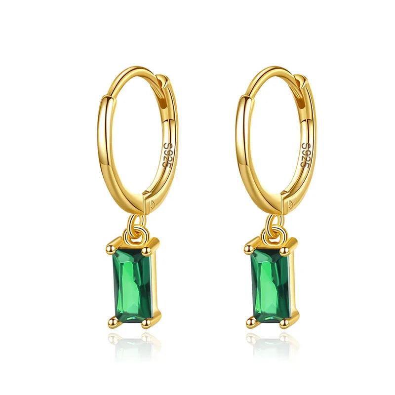 Trustdavis Square CZ Hanging Hoop Earrings For Women