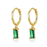 Trustdavis Square CZ Hanging Hoop Earrings For Women