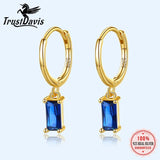 Trustdavis Square CZ Hanging Hoop Earrings For Women