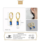 Trustdavis Square CZ Hanging Hoop Earrings For Women