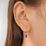 Trustdavis Square CZ Hanging Hoop Earrings For Women