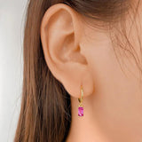 Trustdavis Square CZ Hanging Hoop Earrings For Women