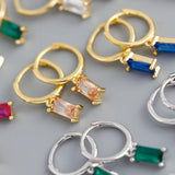 Trustdavis Square CZ Hanging Hoop Earrings For Women