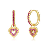 Stainless Steel CZ Heart Hoop Earring Red Punk Piercing Jewelry
