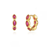 Stainless Steel CZ Heart Hoop Earring Red Punk Piercing Jewelry