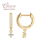 925 Silver CZ Round Hoop Earrings Delicate Jewelry