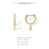 925 Silver CZ Round Hoop Earrings Delicate Jewelry