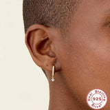 925 Silver CZ Round Hoop Earrings Delicate Jewelry