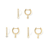 925 Silver CZ Round Hoop Earrings Delicate Jewelry