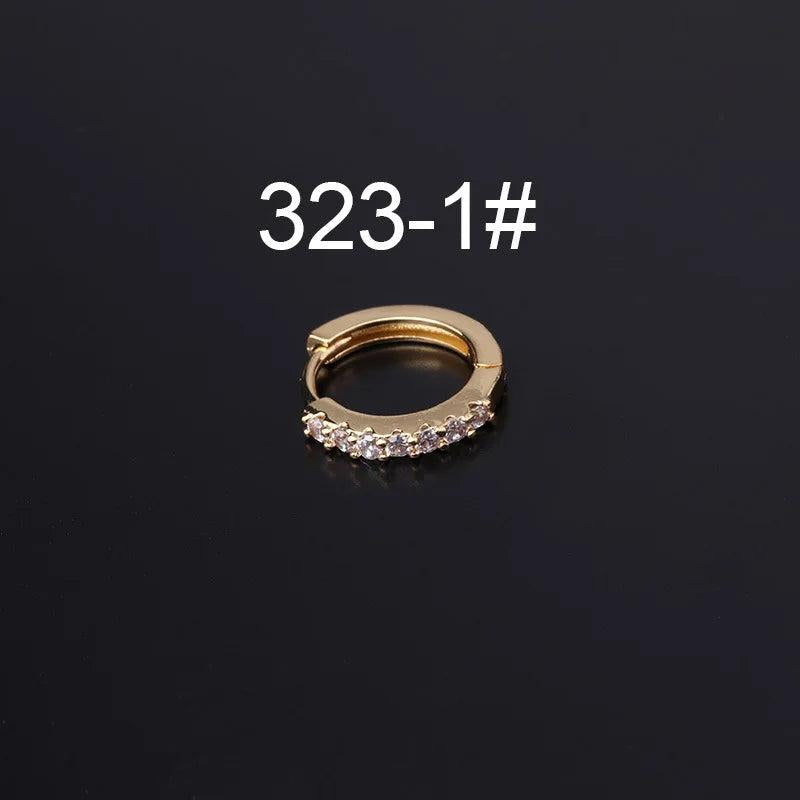 Zircon Hoop Earrings Purple Piercing Round Earrings for Women