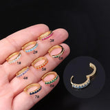 Zircon Hoop Earrings Purple Piercing Round Earrings for Women