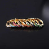 Zircon Hoop Earrings Purple Piercing Round Earrings for Women