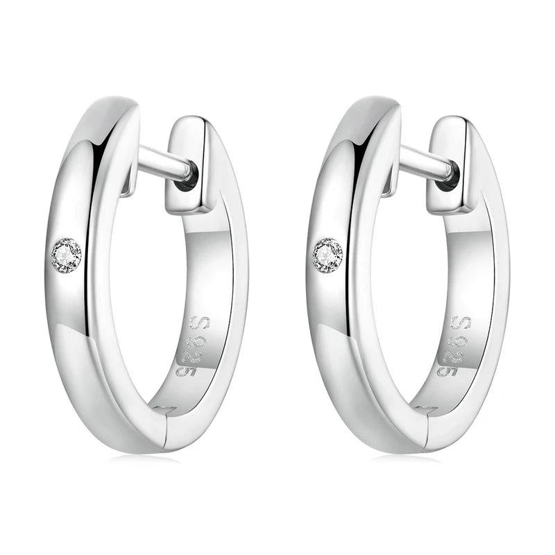 925 Silver European Hoop Earrings Women Wedding Jewelry Party Gift