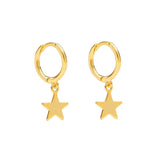 18k Silver Zircon Star Hoops Earrings For Women