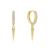 18k Silver Zircon Star Hoops Earrings For Women
