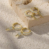 18k Silver Zircon Star Hoops Earrings For Women