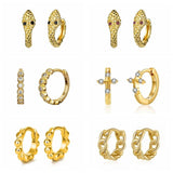 18k Silver Zircon Star Hoops Earrings For Women