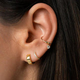 18k Silver Zircon Star Hoops Earrings For Women
