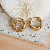 Punk Stainless Steel Twisted Hoop Earrings Plated Waterproof Jewelry