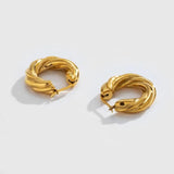 Punk Stainless Steel Twisted Hoop Earrings Plated Waterproof Jewelry