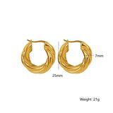 Punk Stainless Steel Twisted Hoop Earrings Plated Waterproof Jewelry