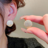 Uilz Shell Geometric Hoop Earrings Irregular Zircon Stud Earring